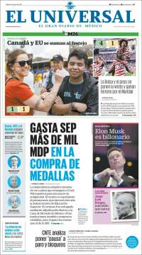 Portada de El Universal (Mexico)