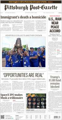 Portada de Pittsburgh Post-Gazette (&Eacute;tats-Unis)