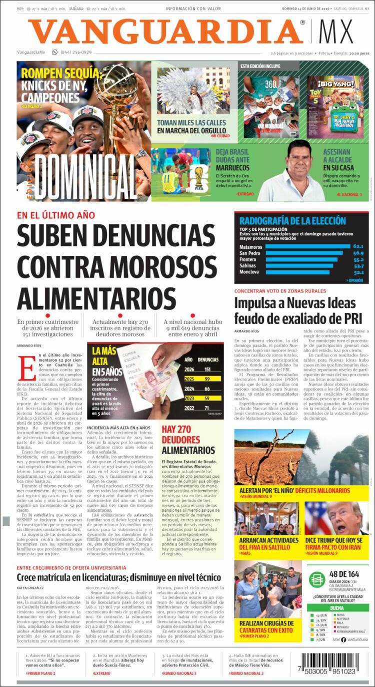 Portada de Vanguardia (Mexico)