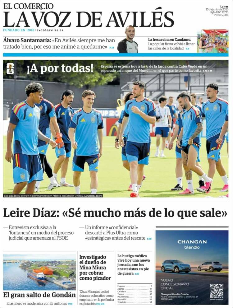 Portada de El Comercio - Avilés (Espagne)