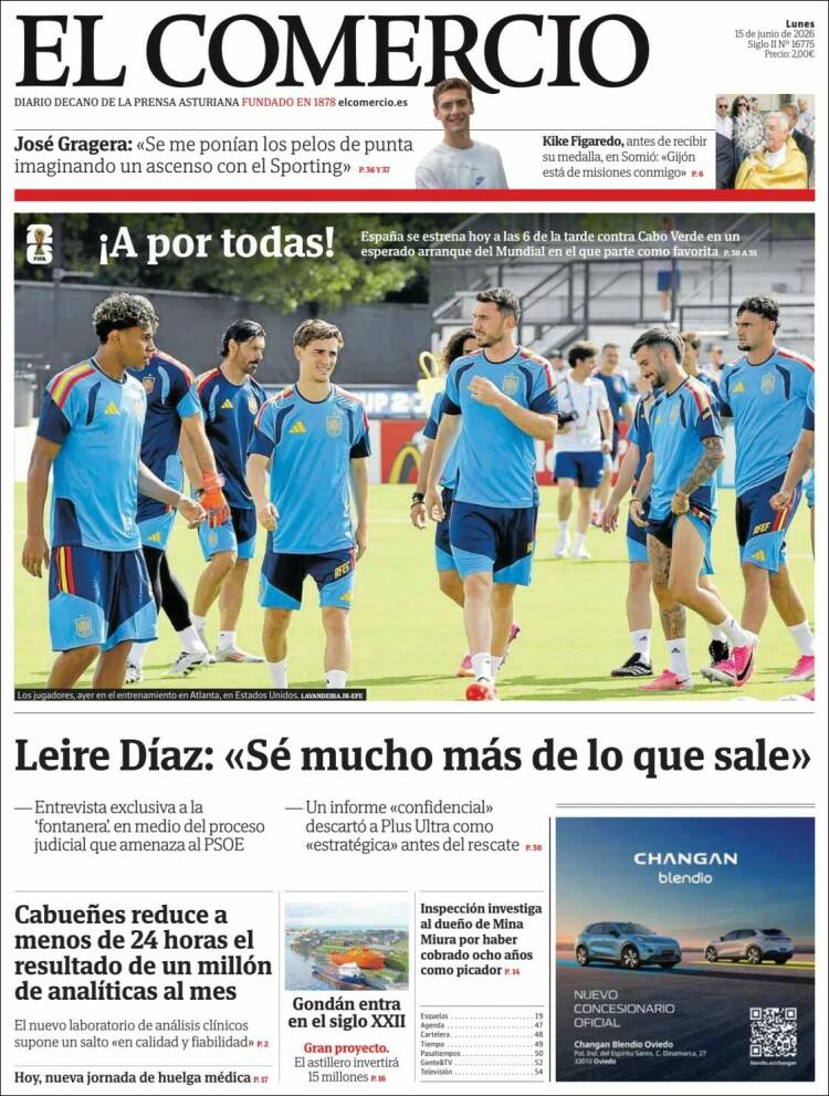 Portada de El Comercio - Gijón (Espagne)