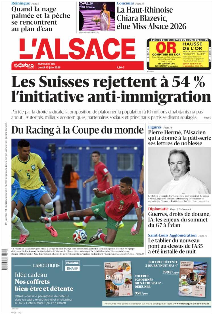 Portada de Journal L'Alsace (France)