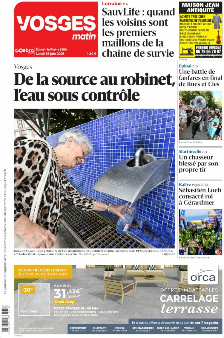 Portada de Vosges Matin (France)