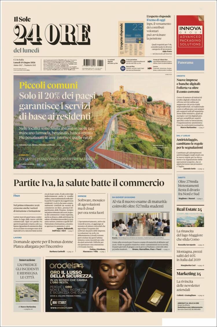 Portada de Il Sole 24 ORE (Italy)