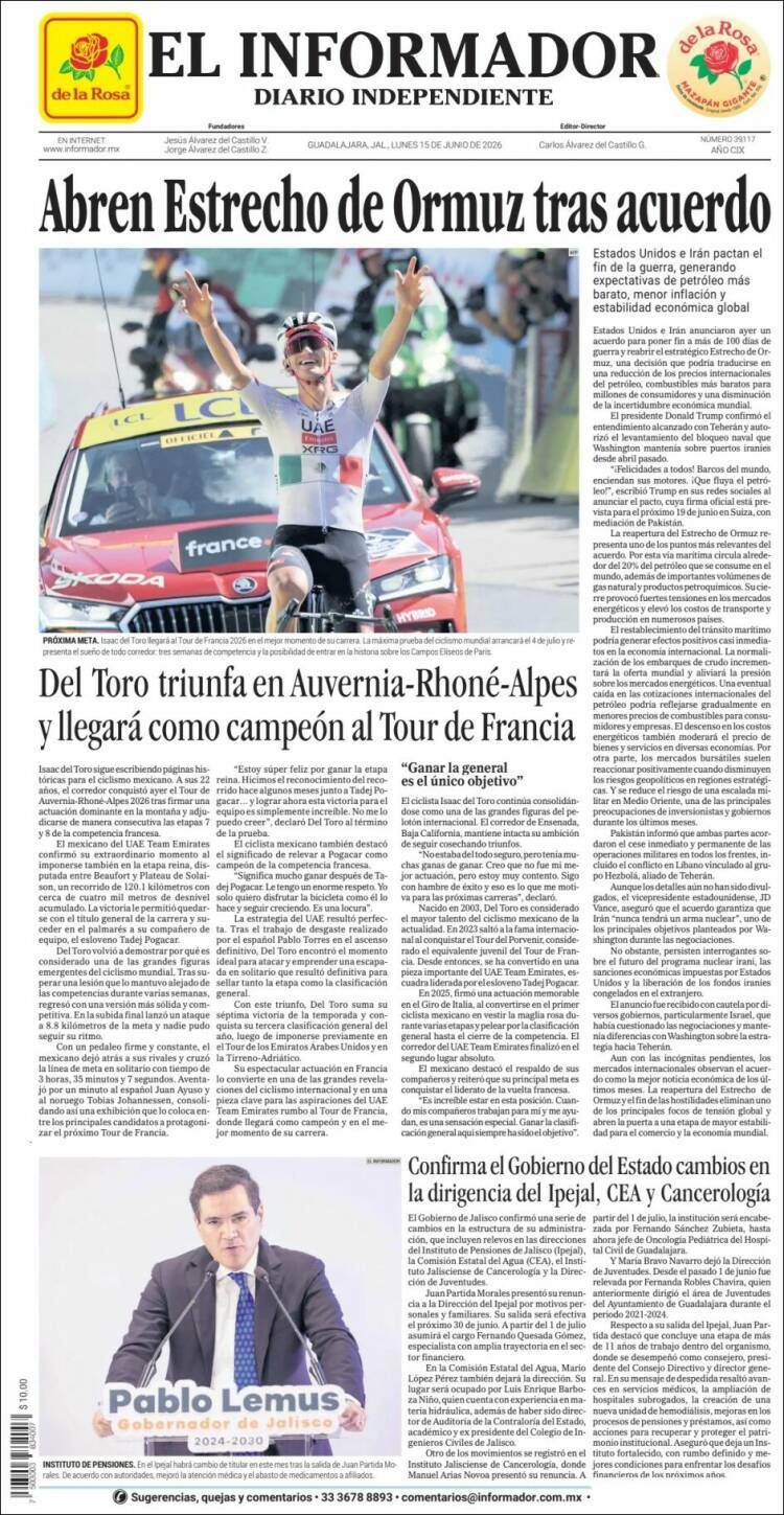 Portada de El Informador (Mexico)