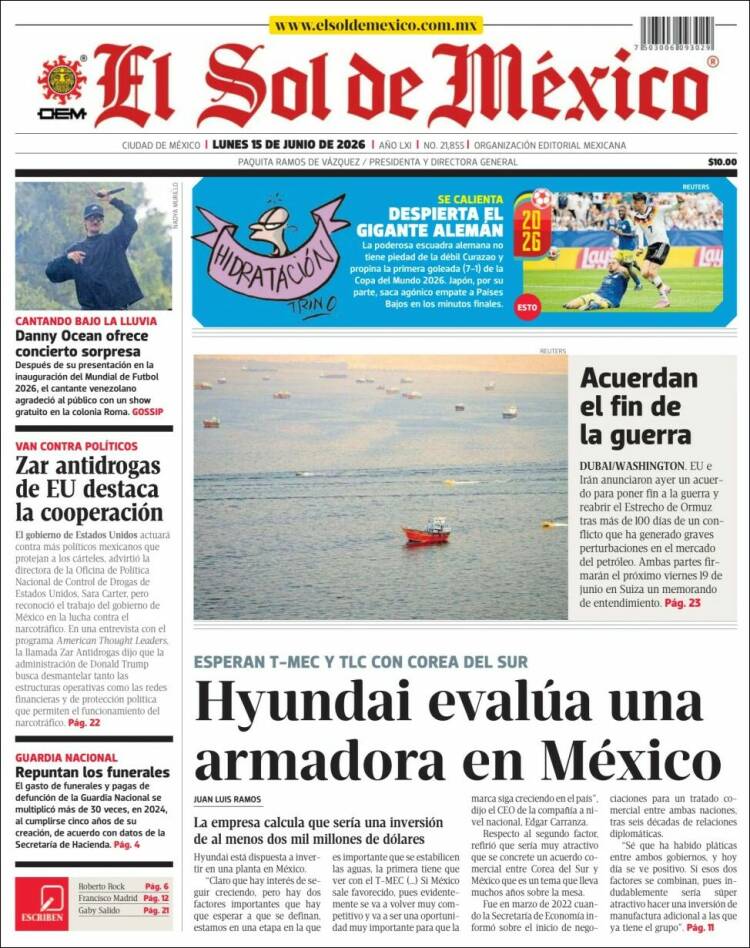 Portada de El Sol de México (Mexico)