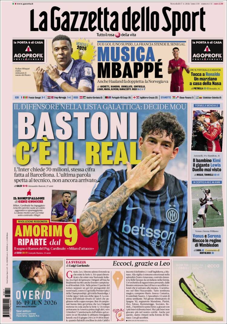 Portada de La Gazzetta dello Sport (Italy)