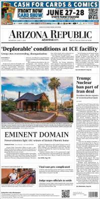 Portada de Arizona Republic News (USA)