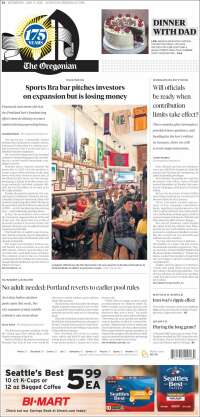 Portada de The Oregonian (USA)