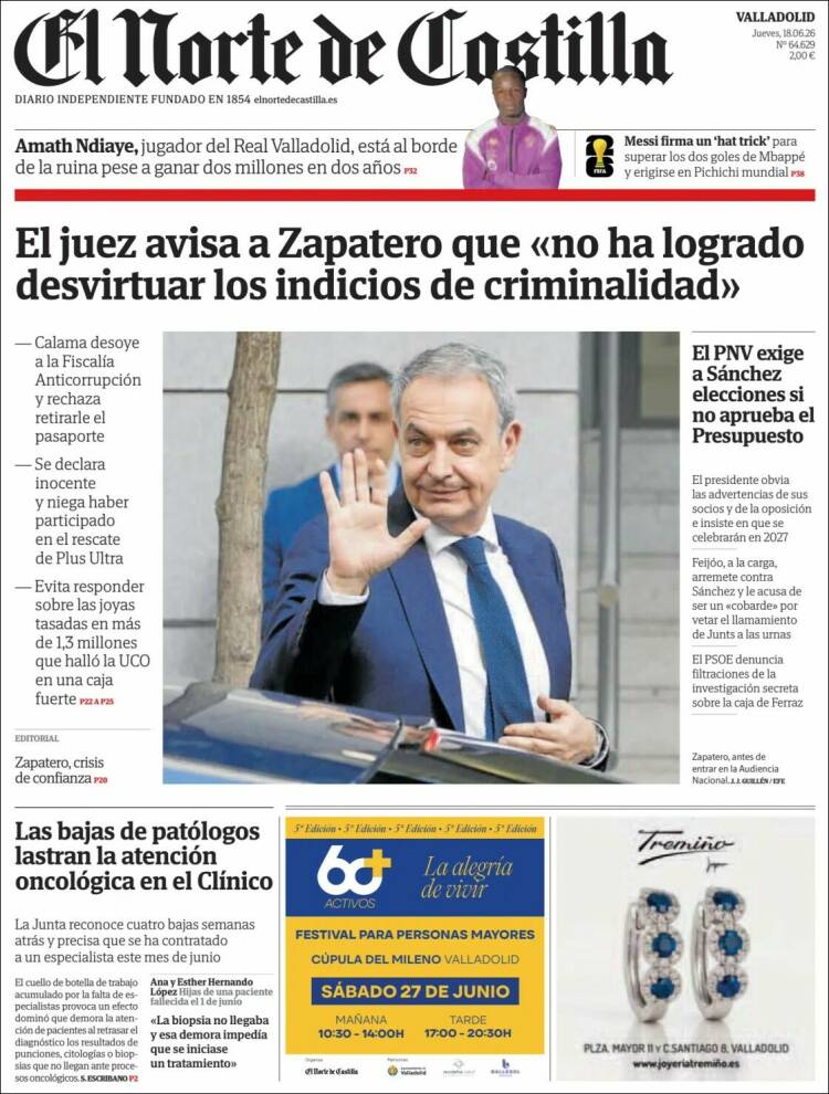 Portada de Norte de Castilla - Valladolid (Spain)