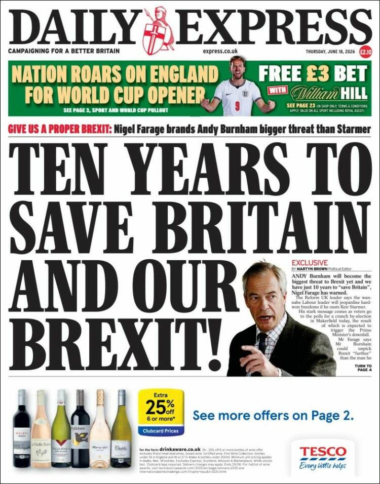 Portada de Daily Express (United Kingdom)