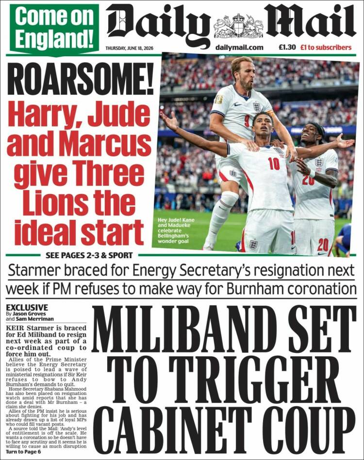 Portada de Daily Mail (United Kingdom)