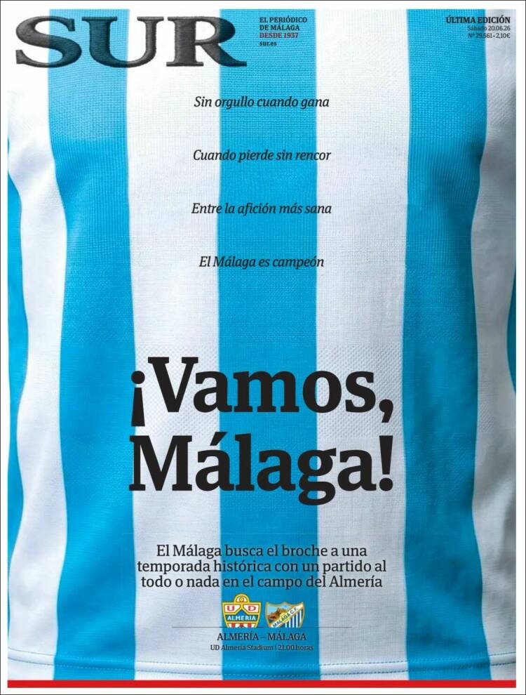 Portada de Diario el Sur (Espagne)