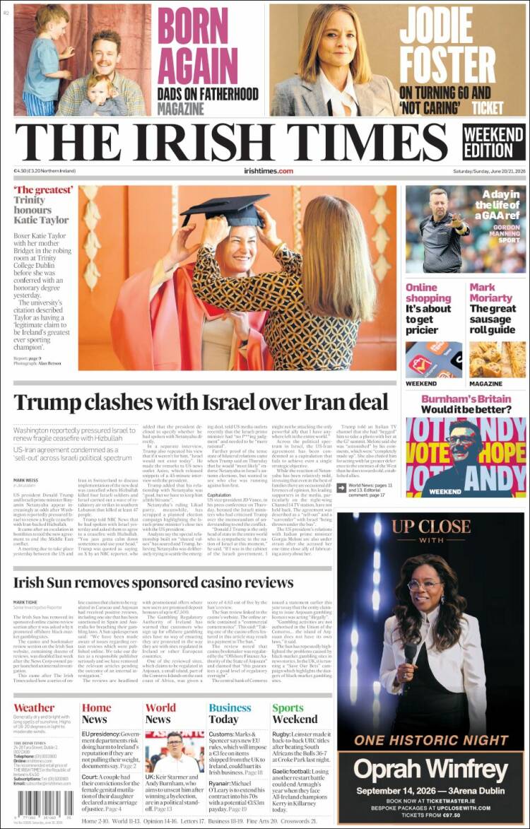 Portada de Irish Times (Ireland)