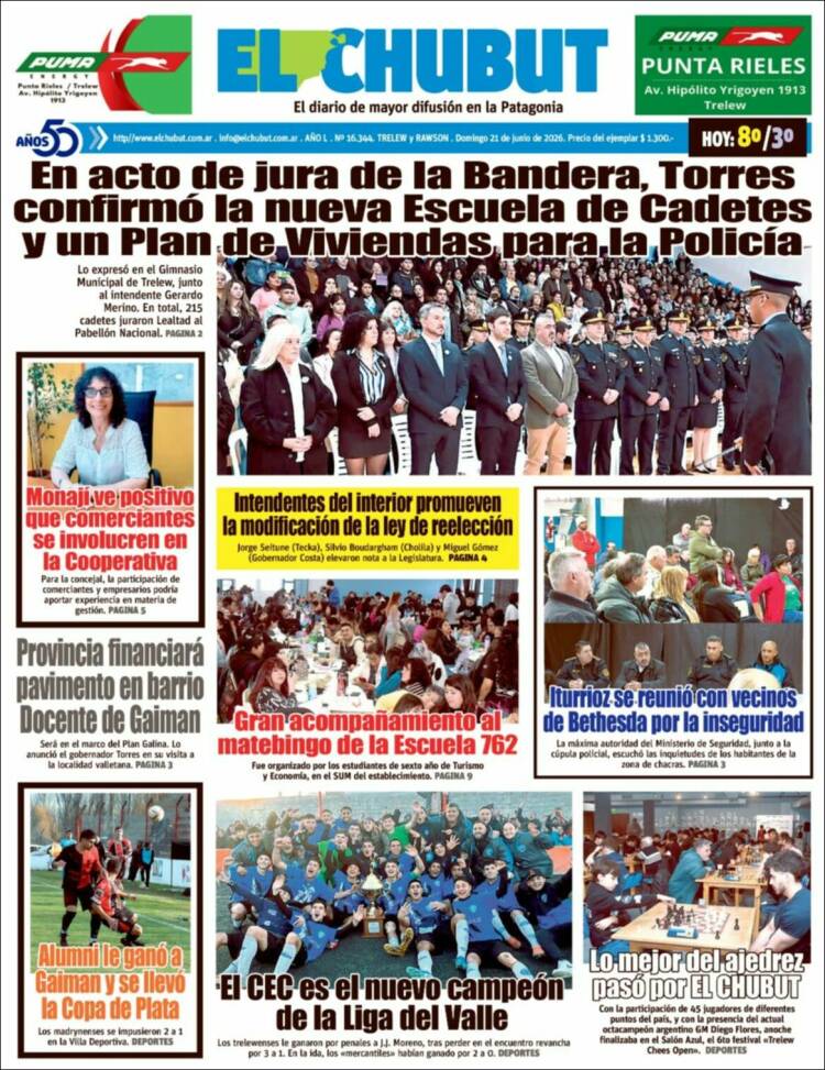 Portada de El Chubut (Argentina)