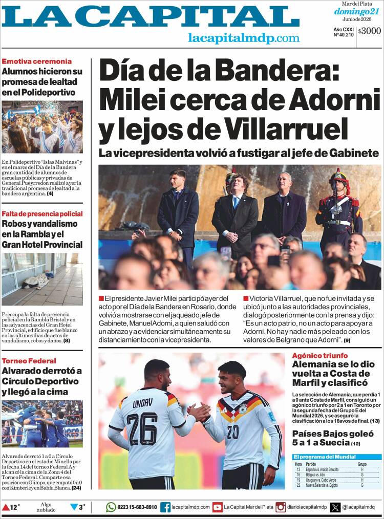 Portada de Diario La Capital - Mar del Plata (Argentina)