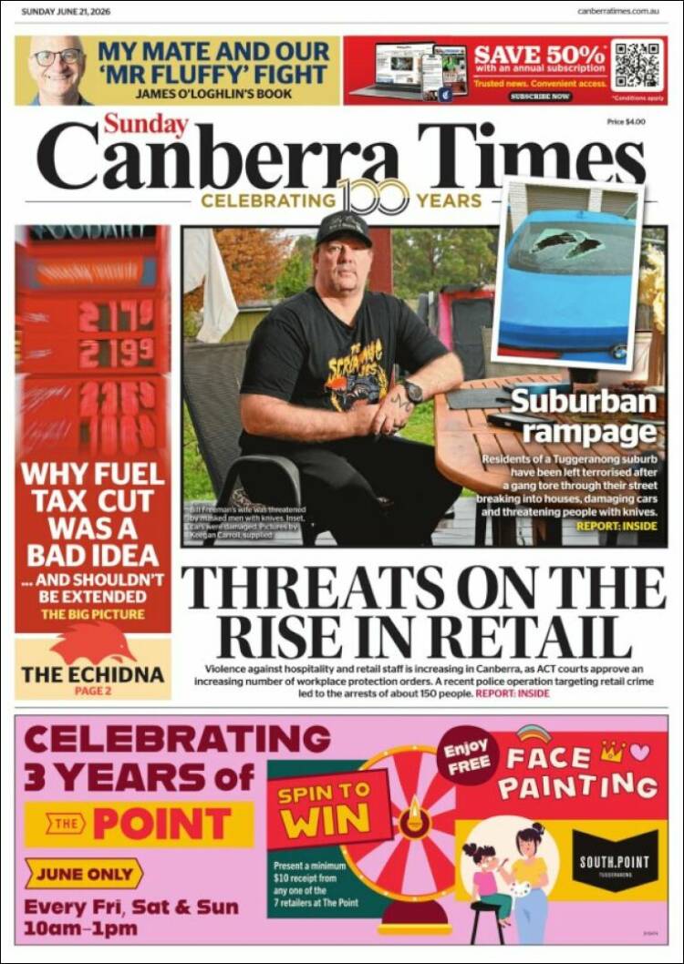 Portada de The Canberra Times (Australia)