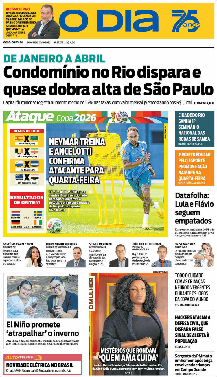 Portada de O Dia (Brasil)