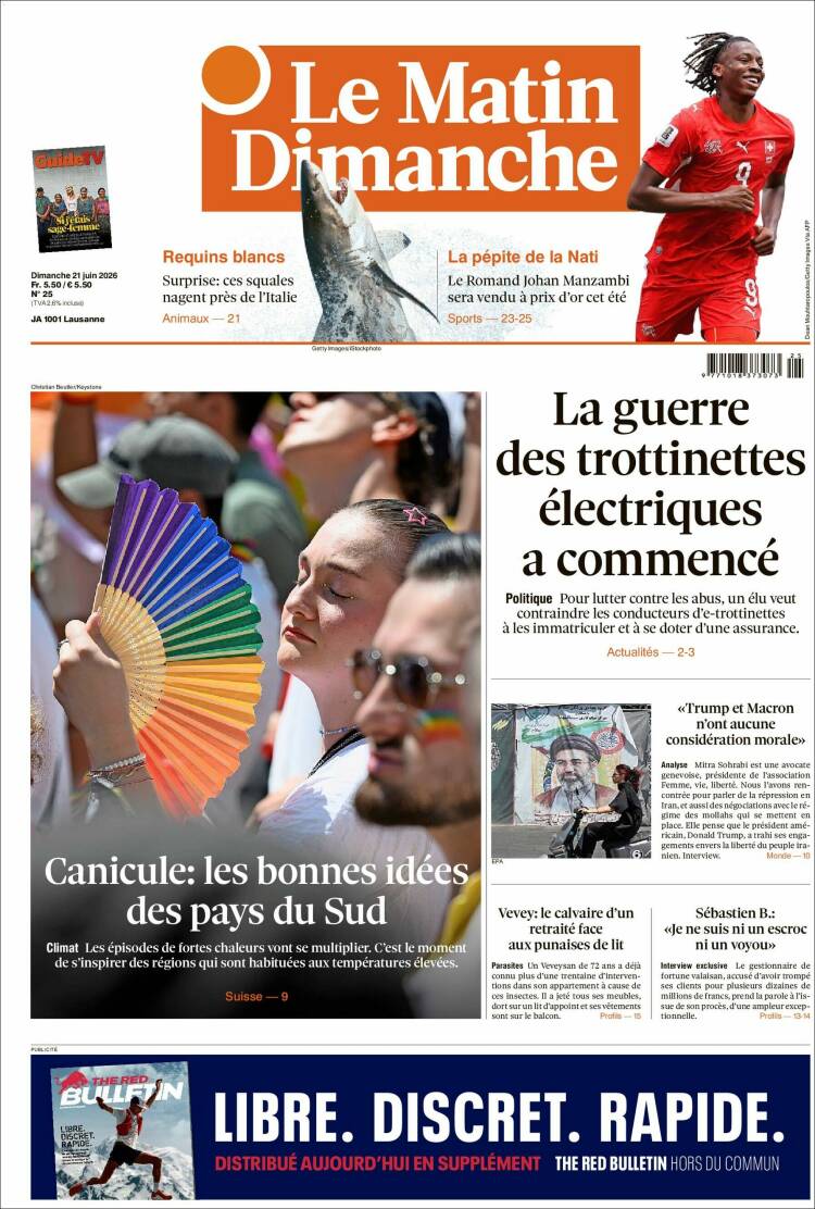 Portada de Le Matin (Suiza)