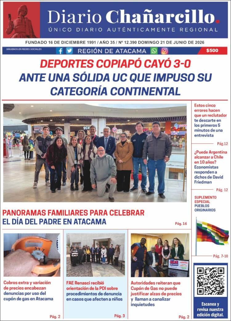 Portada de Diario Chañarcillo (Chile)