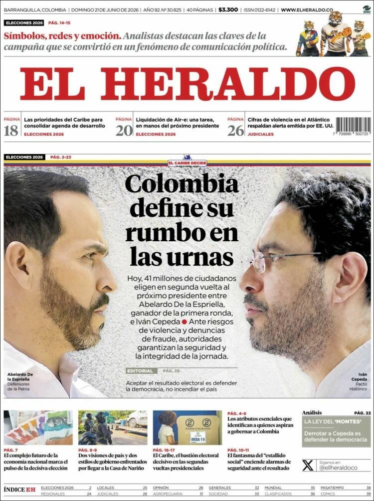 Portada de El Heraldo (Colombia)