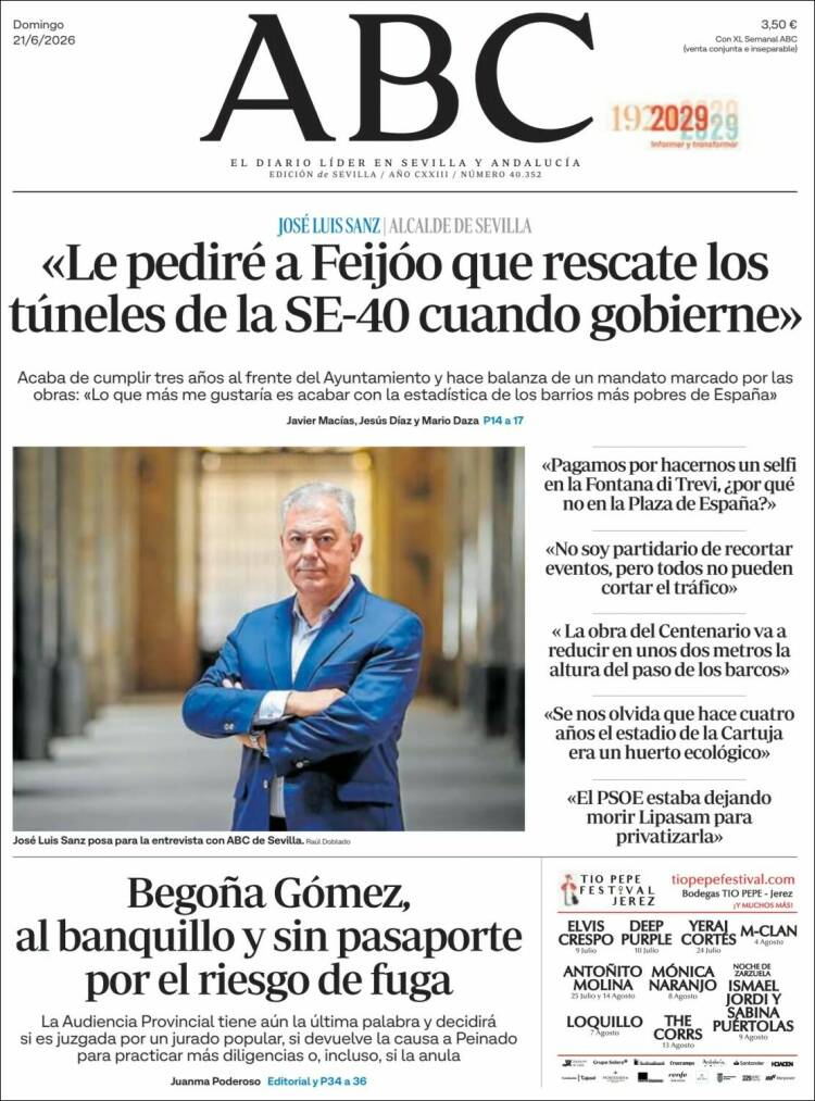 Portada de ABC - Sevilla (Espa&ntilde;a)