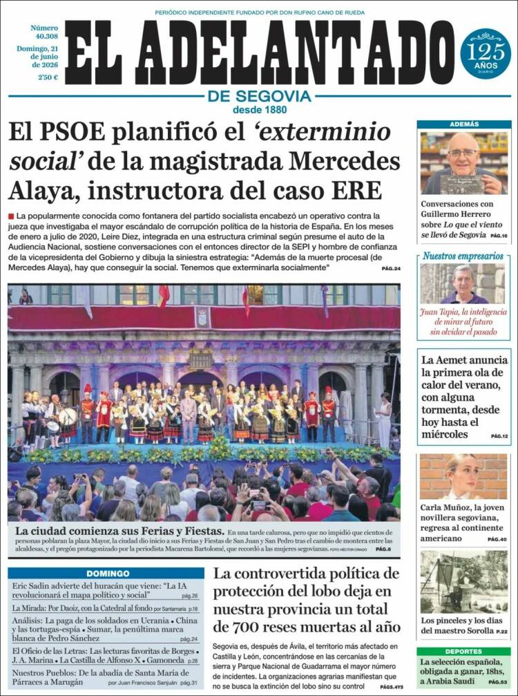 Portada de El Adelantado de Segovia (Espa&ntilde;a)