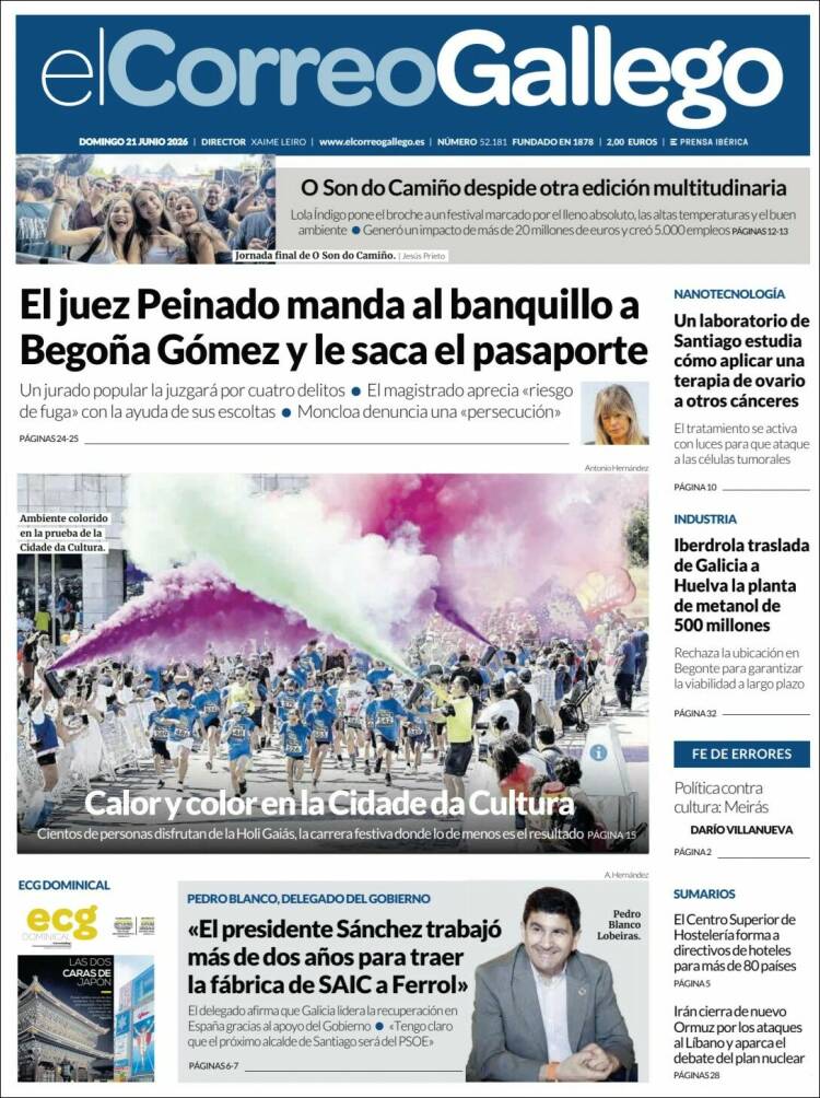Portada de El Correo Gallego (Espa&ntilde;a)