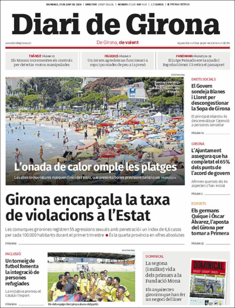 Portada de Diari de Girona (Espa&ntilde;a)