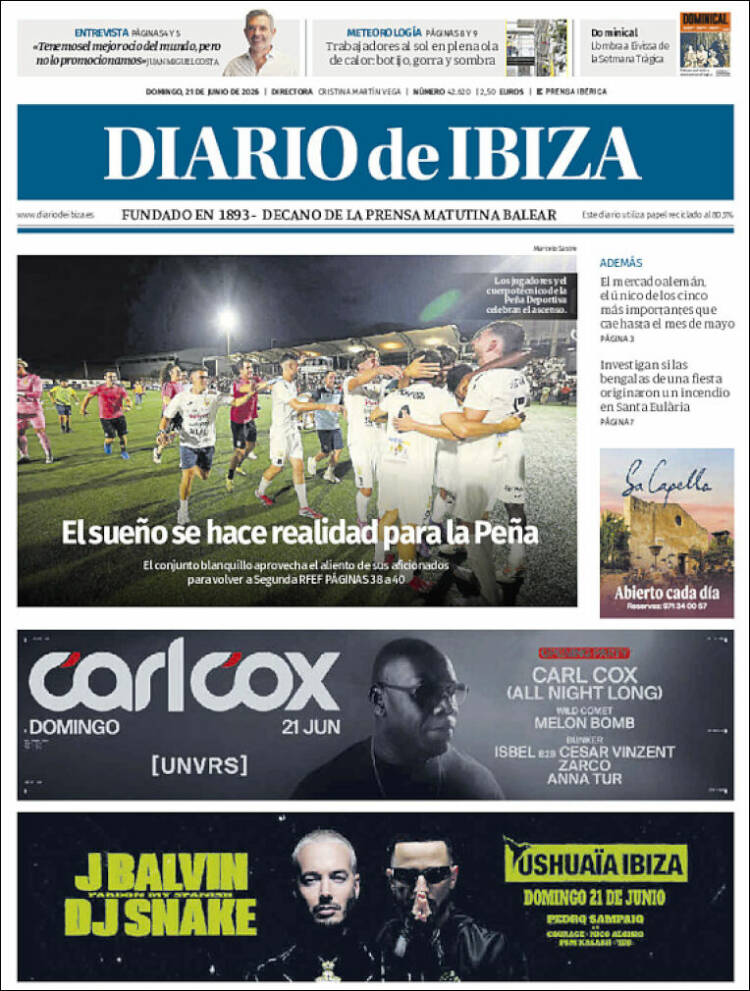 Portada de Diario de Ibiza (Espa&ntilde;a)