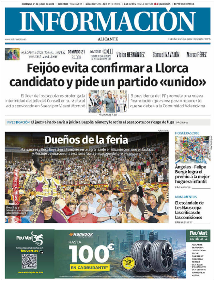Portada de Diario Información (Espa&ntilde;a)