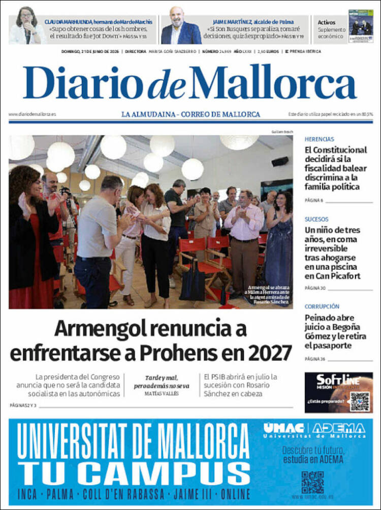 Portada de Diario de Mallorca (Espa&ntilde;a)