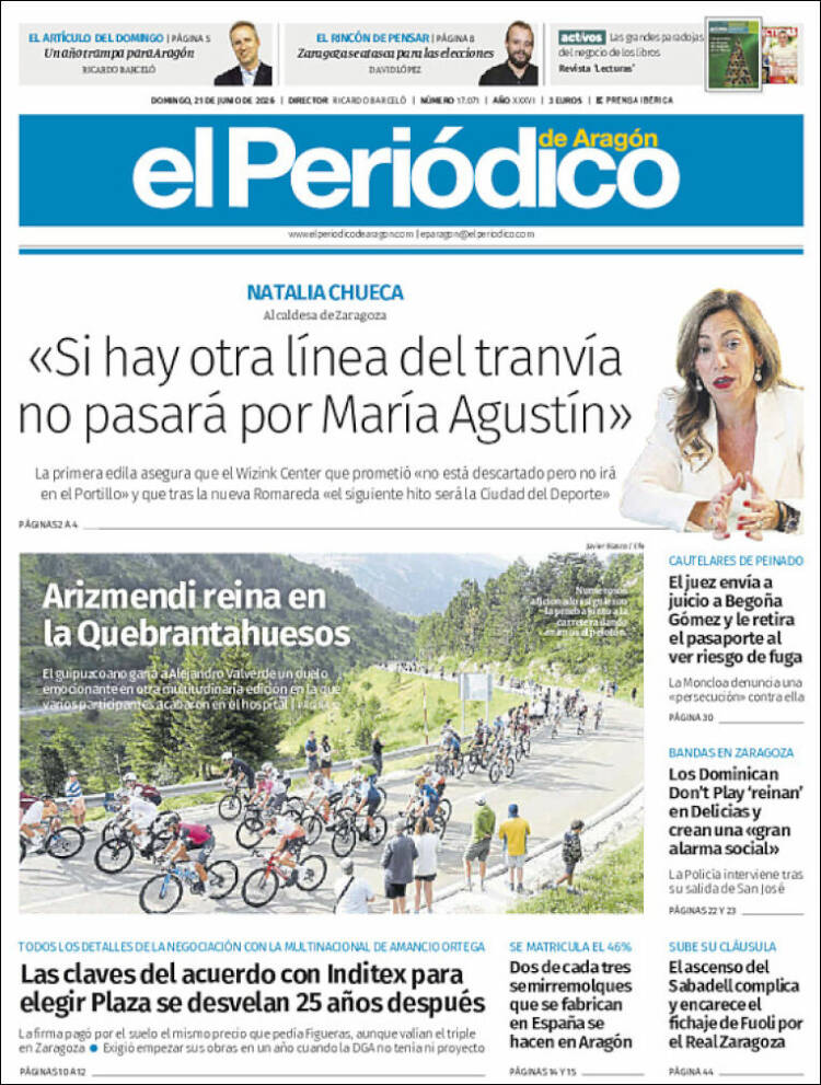 Portada de El Periódico de Aragón (Espa&ntilde;a)