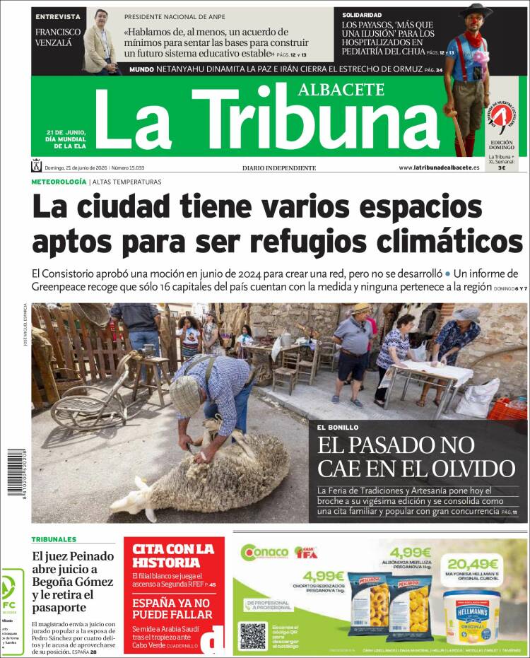 Portada de La Tribuna de Albacete (Espa&ntilde;a)