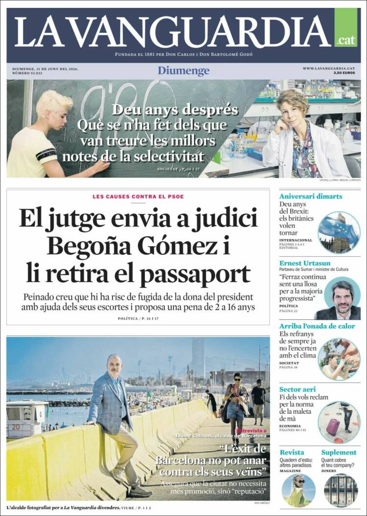 Portada de La Vanguardia (Espa&ntilde;a)