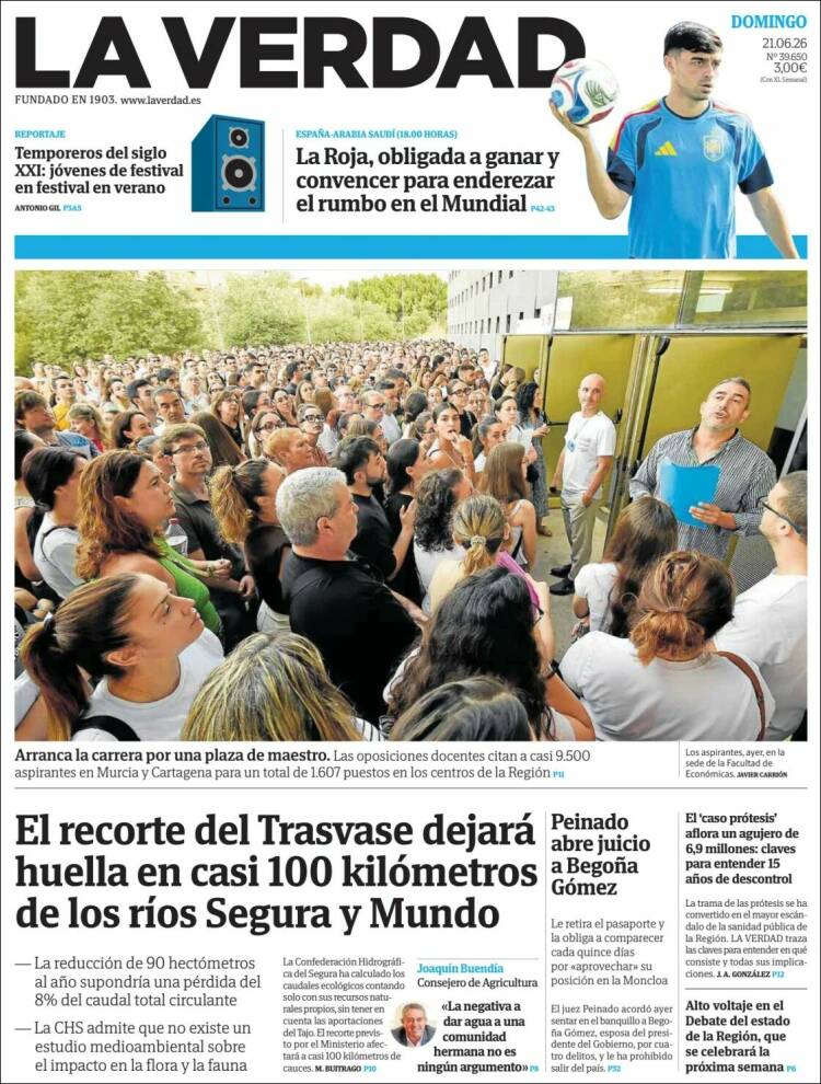 Portada de La Verdad de Murcia (Espa&ntilde;a)