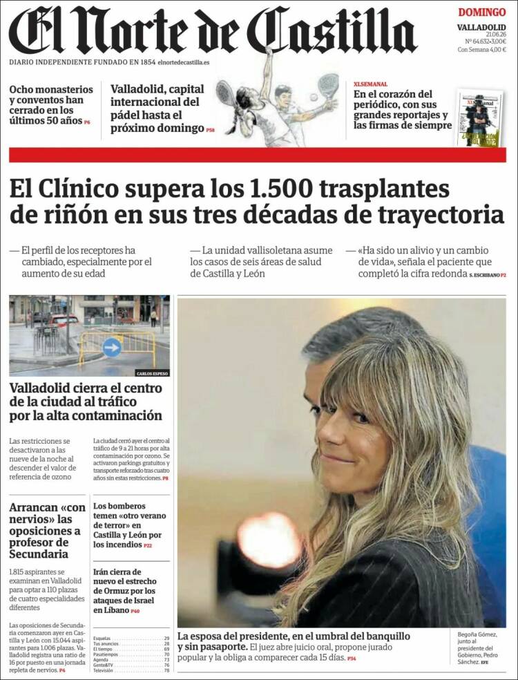 Portada de Norte de Castilla - Valladolid (Espa&ntilde;a)