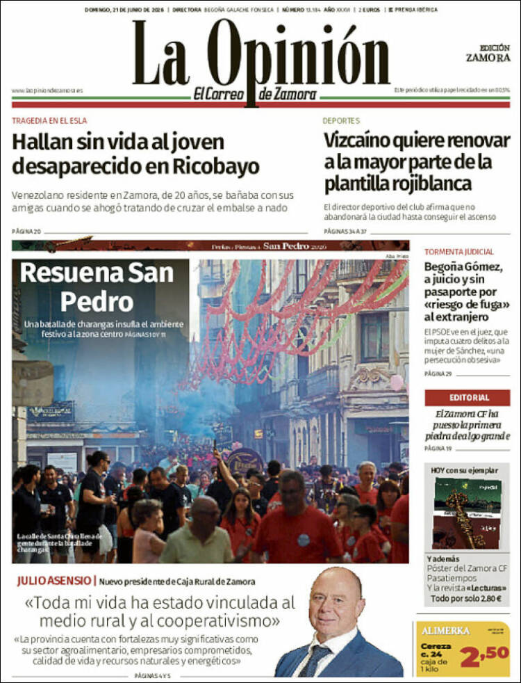 Portada de La Opinión - El Correo de Zamora (Espa&ntilde;a)