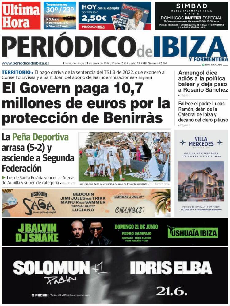 Portada de Periódico de Ibiza (Espa&ntilde;a)