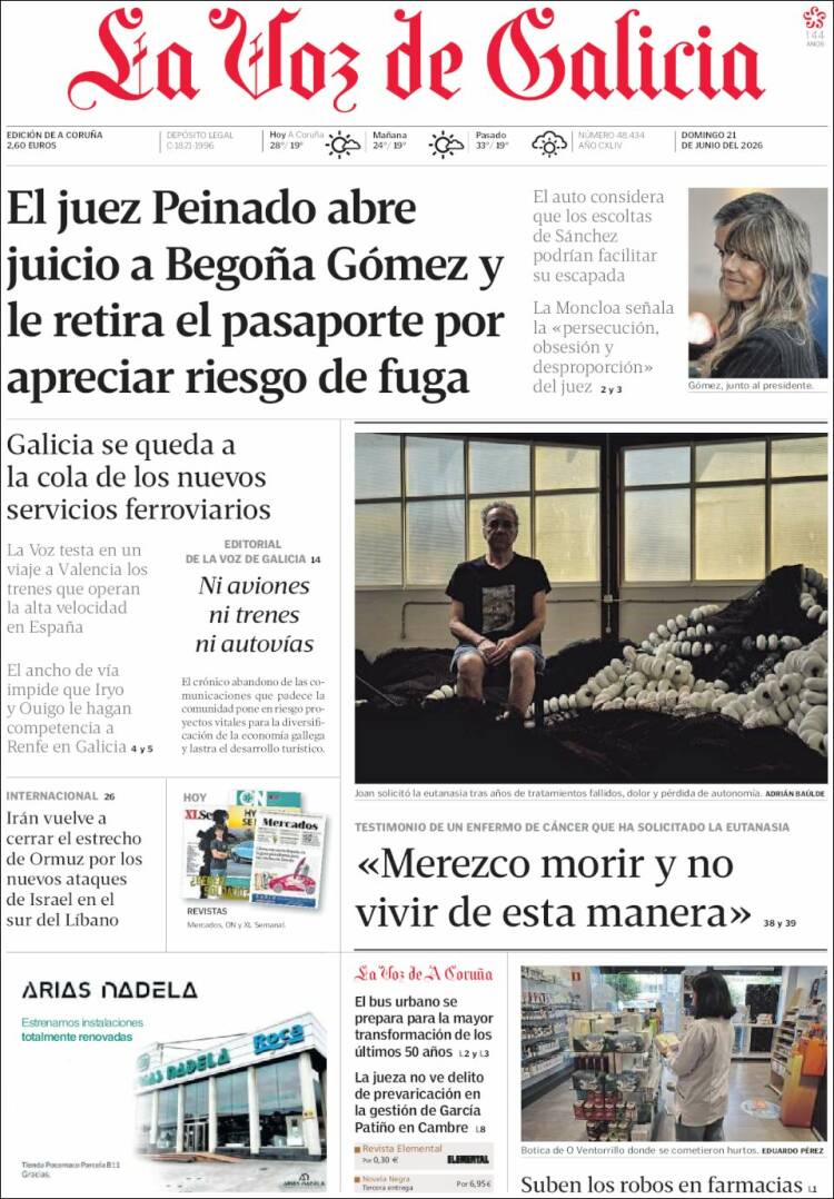 Portada de La Voz de Galicia (Espa&ntilde;a)