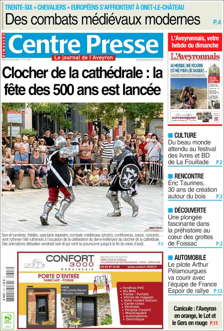 Portada de Centre Presse (Francia)
