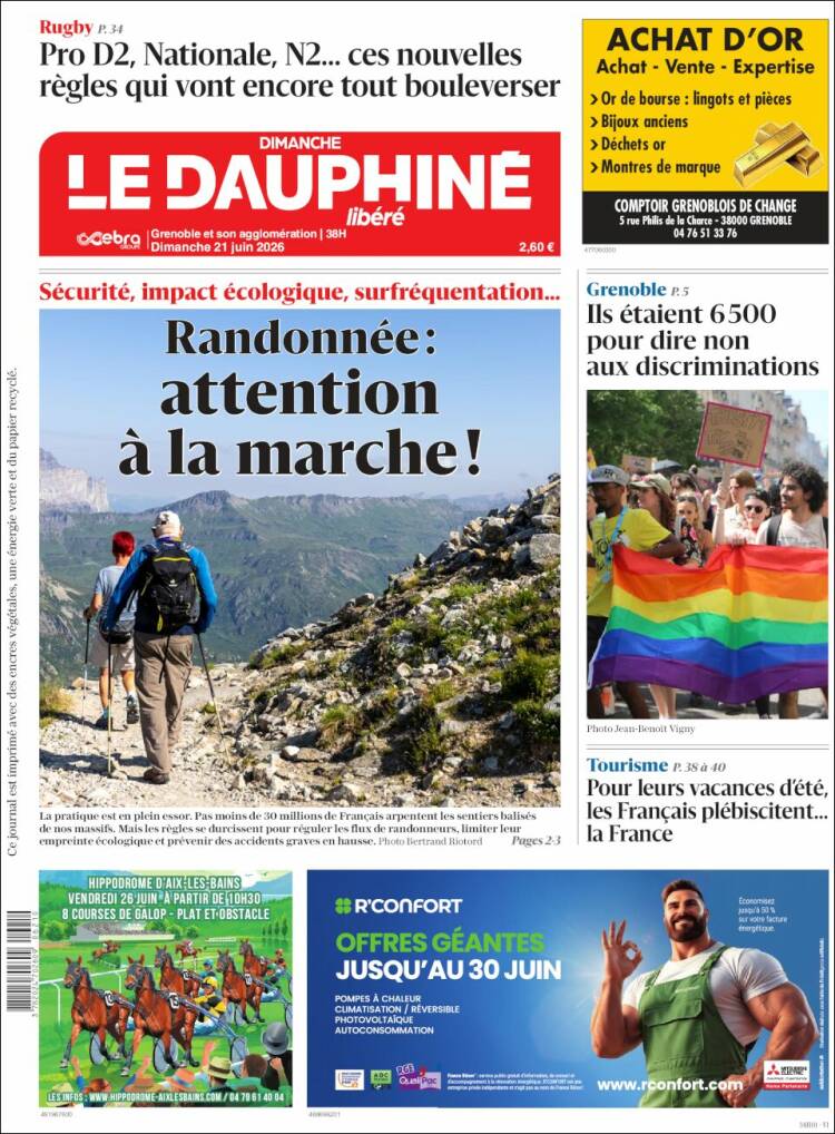 Portada de Le Dauphiné Libéré (Francia)