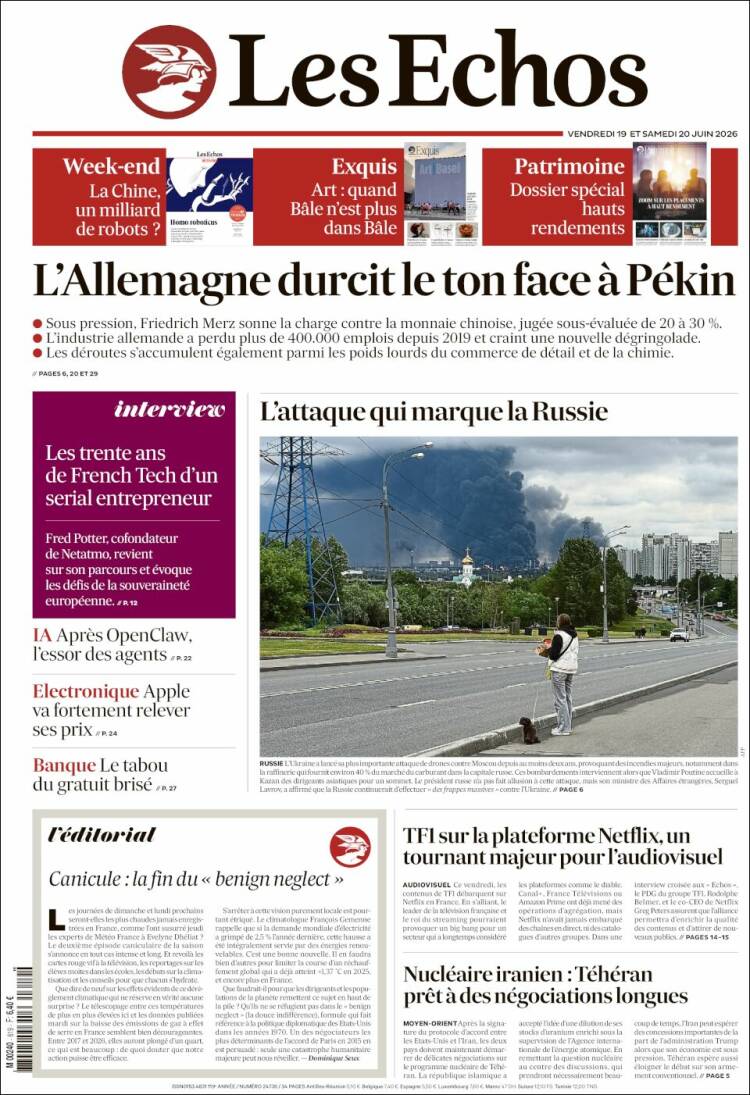 Portada de Les Echos (Francia)
