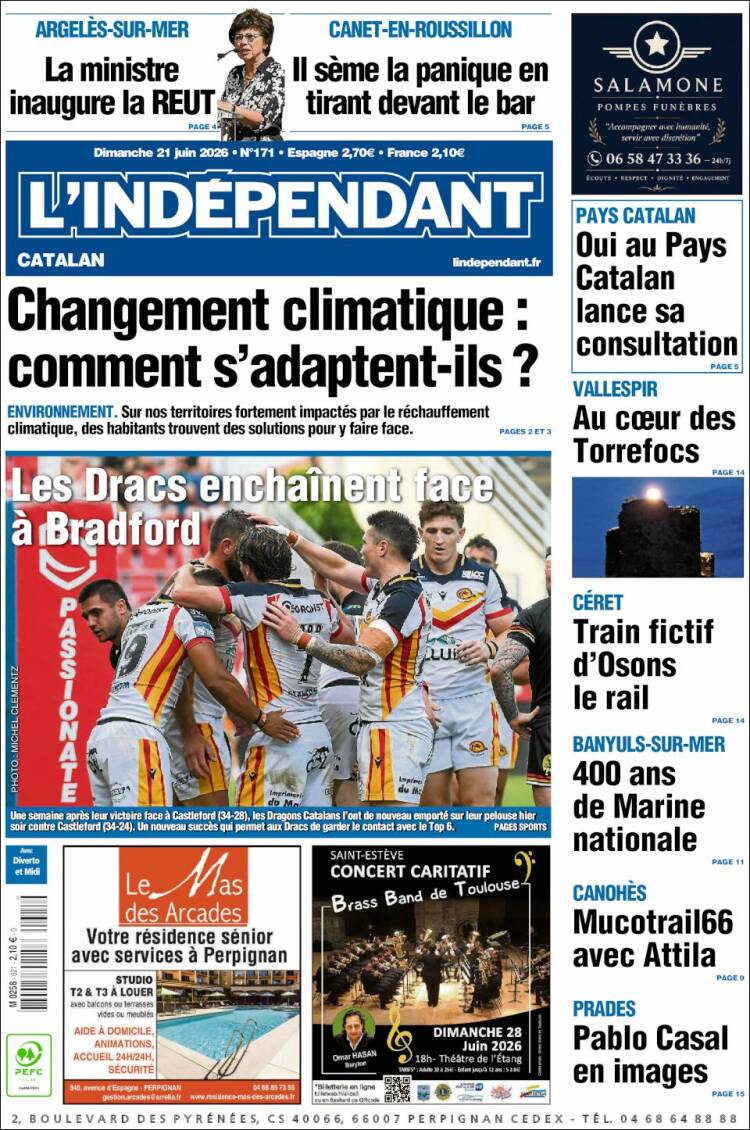 Portada de Le Indépendant (Francia)