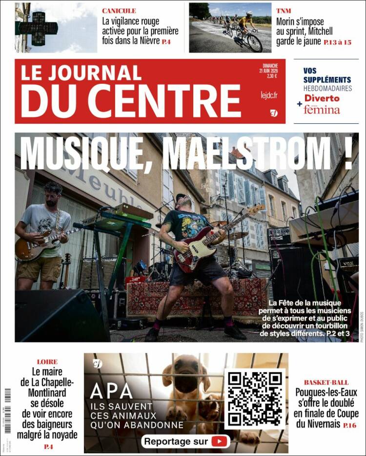 Portada de Le Journal du Centre (Francia)