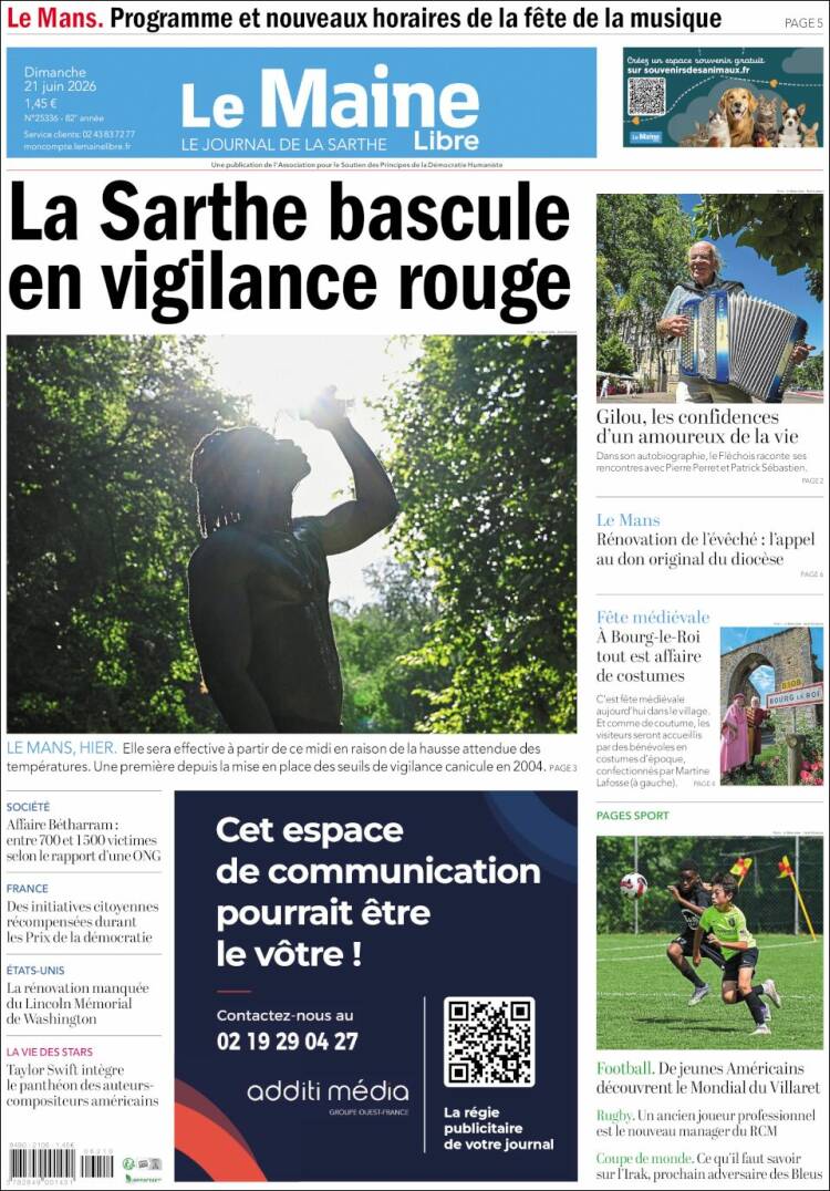 Portada de Le Maine Libre (Francia)