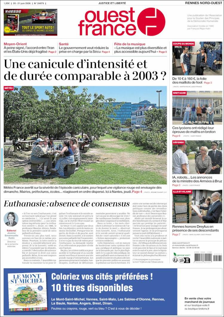 Portada de Ouest France (Francia)