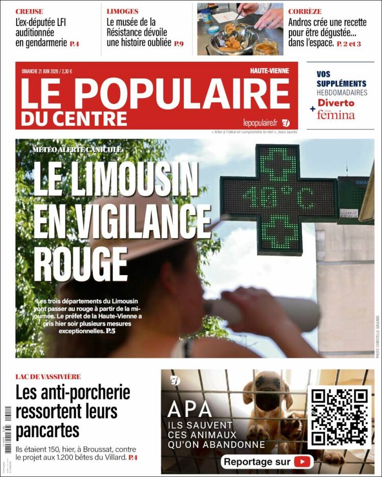 Portada de Le Populaire du Centre (Francia)