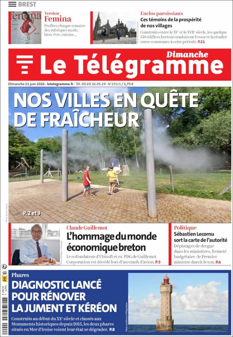 Portada de Télégramme (Francia)