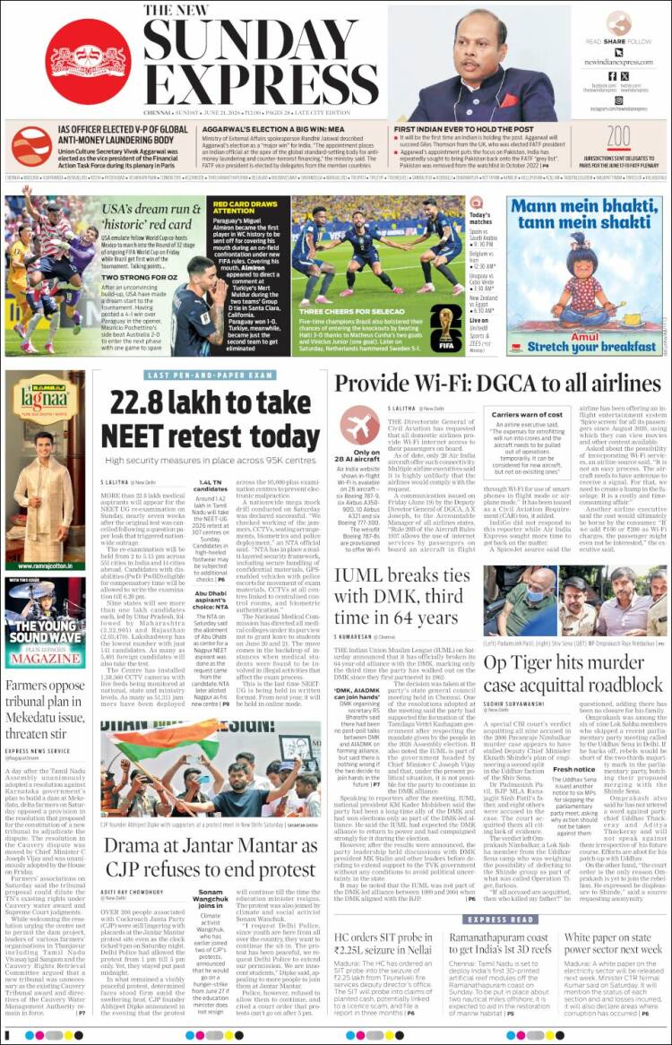 Portada de New Indian Express (India)